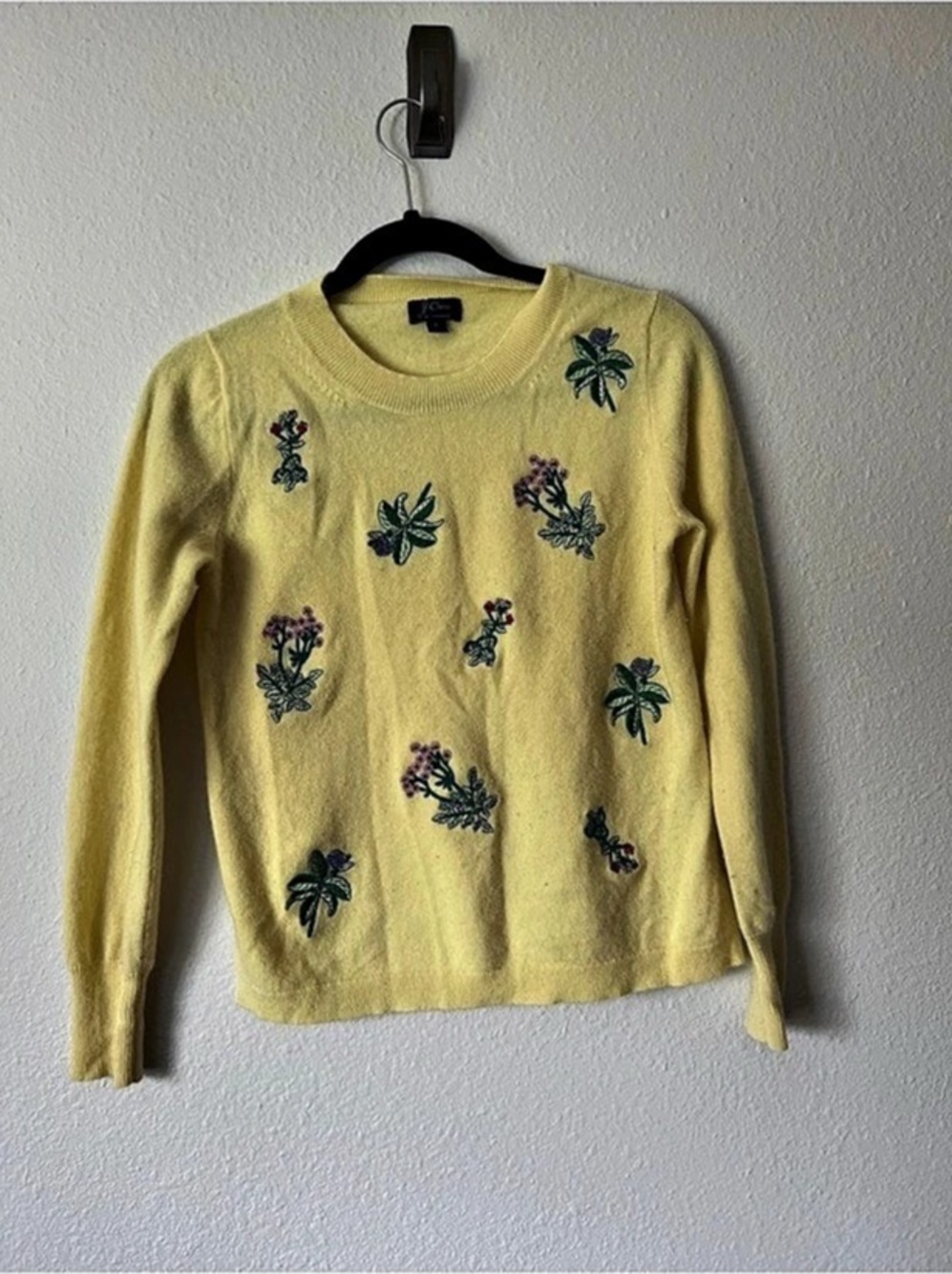 J.Crew Cashmere Botanical Embroidered Floral Sweater Floral Crew Neck Sweater in
